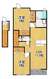 ロイヤルパークB 2LDKの間取図画像