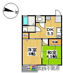 ハイツタダクマ2 2DKの間取図画像