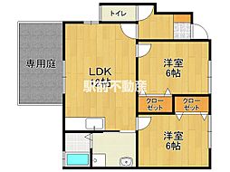 わんだふるコート 1階2LDKの間取り