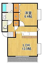 ネオハイツ上白川 1LDKの間取図画像
