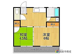 三池コーポ 2DKの間取図画像