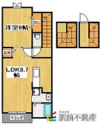 トリニティヴィレッジ 1LDKの間取図画像