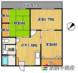ハイツタダクマ1 3DKの間取図画像