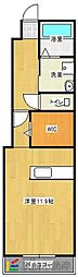 ランコントリヤンA ワンルームの間取図画像