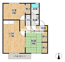プレミール歴木 2LDKの間取図画像
