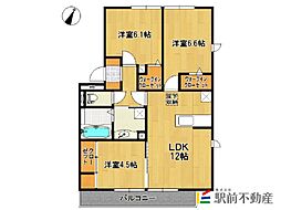 ウエストコート古賀II 1階3LDKの間取り
