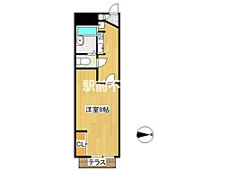 MOTOKOGAII 2階1Kの間取り