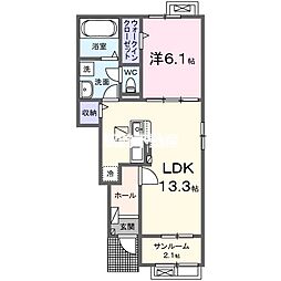 ニューライズ・M 1階1LDKの間取り
