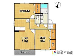 アルウエット 2LDKの間取図画像
