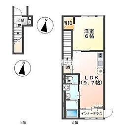 古賀町新築アパート 1LDKの間取図画像