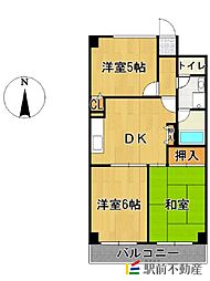 メモリー鳥栖 3DKの間取図画像