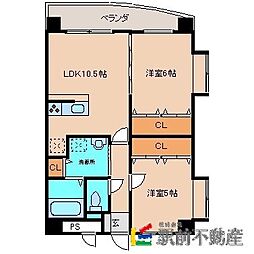 イー・ポプラール2 2LDKの間取図画像