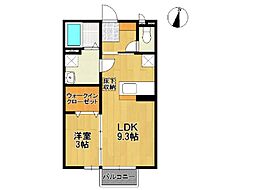 エレゼタウン2 1LDKの間取図画像