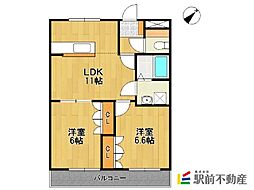 メゾンドコンフォース2 2LDKの間取図画像