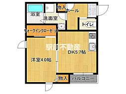 アパート 1DKの間取図画像