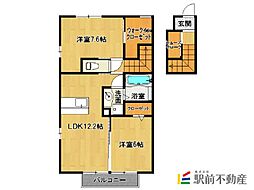 タマリスク 2LDKの間取図画像