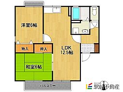 セジュール若葉D 2LDKの間取図画像