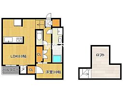 仮)エクシア鳥栖駅B棟 1LDKの間取図画像