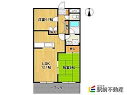ウエストコート蔵上 2LDKの間取図画像