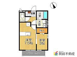 エスポワール夢 1DKの間取図画像