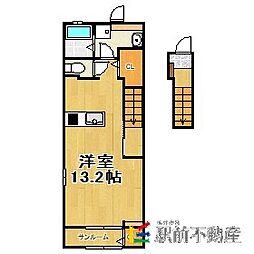 アルドールアーキ ワンルームの間取図画像
