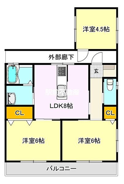 K’S　ASAHI 202｜佐賀県鳥栖市儀徳町(賃貸アパート3LDK・2階・58.12㎡)の写真 その2