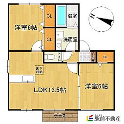 ドエル池の内 2LDKの間取図画像