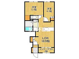 フローラリア原 2LDKの間取図画像