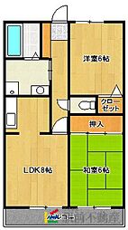 サンベール朝倉 2LDKの間取図画像