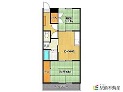 ピース3 2DKの間取図画像