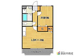 ユーミー姫方 4階1LDKの間取り