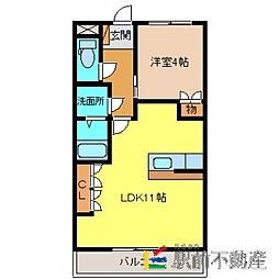 メゾンドひまわり 1階1LDKの間取り