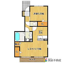 パドレ73 1階1LDKの間取り