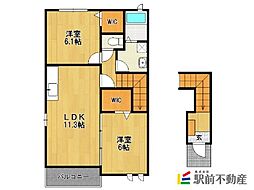 カーサエレガンテB 2LDKの間取図画像