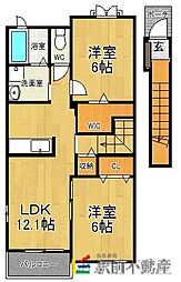 ブランミュール筑前2番館 2LDKの間取図画像