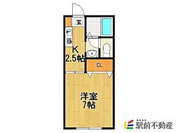 プレミエールキク1 1Kの間取図画像