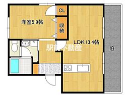 アーナリ壱番館 1LDKの間取図画像