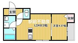 ヒルズテラス大板井 1LDKの間取図画像