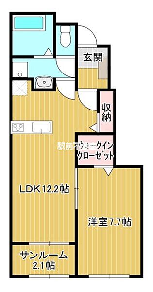 カーサ・フォレスタ　C 105｜福岡県朝倉郡筑前町高田(賃貸アパート1LDK・1階・50.14㎡)の写真 その2