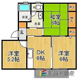 エスペランサ野口A 3DKの間取図画像