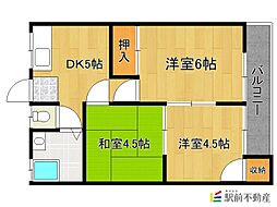 メゾンハイツ 2階3DKの間取り