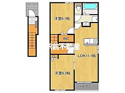 グレイスII 1階2LDKの間取り