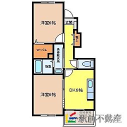 パークサイド・アス・リ1番館 2DKの間取図画像