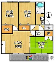 福岡県久留米市江戸屋敷2丁目22-21（賃貸アパート3LDK・2階・63.00㎡） その2