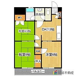 久留米中央ビル 2LDKの間取図画像
