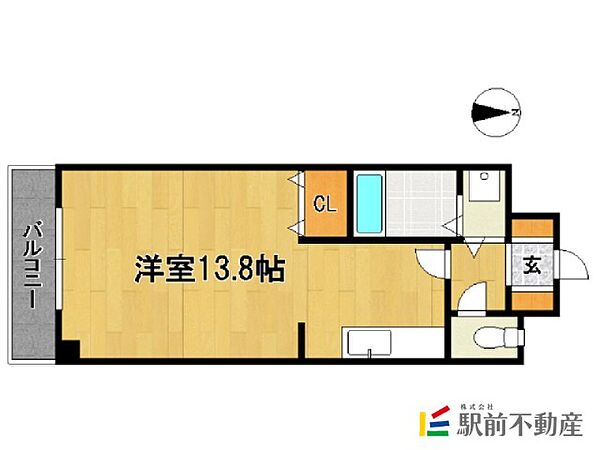 アザレアハイツ和泉野 407｜福岡県久留米市東合川1丁目(賃貸マンション1K・4階・33.75㎡)の写真 その2