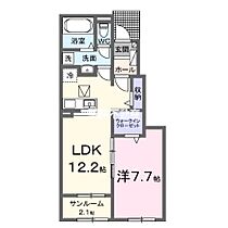 アルカンシエル輝B棟 104 ｜ 福岡県久留米市高良内町番地未定（賃貸アパート1LDK・1階・50.14㎡） その2