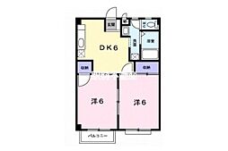 リバーサイドM・Y 2DKの間取図画像