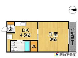 コーポ加月A棟 1Kの間取図画像