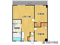 組坂ビル8 2LDKの間取図画像